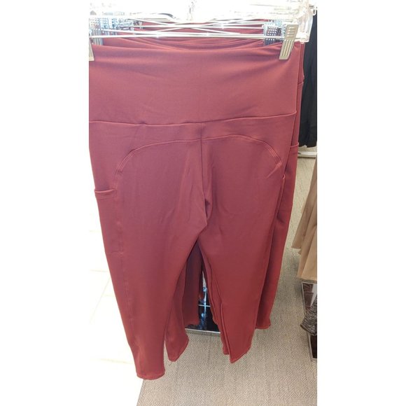 CM Fashion Womens Leggings, With Pockets--Burgundy - Picture 6 of 8
